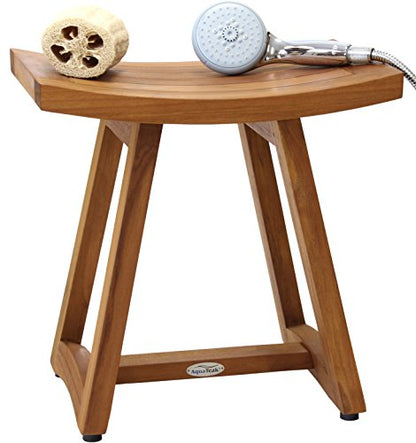 AquaTeak Asia Buru 18" Teak Shower Bench & Two-Step Care Kit | Durable, Water-Resistant Teak, Shower Chair & Shaving Foot Rest, Indoor/Outdoor Use - size: D. Bench w/ Care Kit