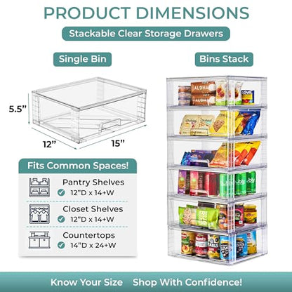 Sorbus Stackable Clear Storage Drawers, Pull-Out Organizer Bins – Large Plastic Drawer Organizers for Bathroom, Under Sink, Closet, Pantry & Kitchen Organization (4 Pack) - size: 4 Pack