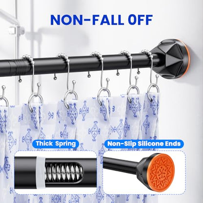 TITGIPE Black Shower Curtain Rod 32-80 Inches, No Drilling Tension Curtain Rod, Rust Proof Adjustable Spring Rods for Bathroom and Window, Stainless Steel - color: black, size: 32-80 inches