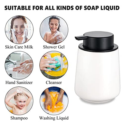 12Oz Hand Soap Dispenser - 2 Pack Ceramic Foam Soap Dispenser Set | Foaming Dispenser with Easy-to-Press Pump, Reusable and Refillable Mordern Dish Soap Dispenser for Bathroom & Kitchen, White - color: White Foming Dispenser