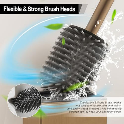BGL Toilet Brush with Holder for Bathroom Matte Brushed Brass Aluminium Standing for Bathroom Toilet Bowl Cleaner Brush and Holder Set, Square Design - color: Matte Brushed Brass