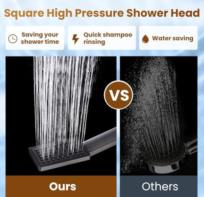 BRIGHT SHOWERS Rain Shower Head with Handheld Spray, 8 Inch Rainfall Shower Head Combo with 60" Hose, Adjustable Dual Square Showerhead Set with 3-Way Diverter, Wall Bracket, Oil-Rubbed Bronze - color: Oil Rubbed Bronze, style: Dual Shower Head