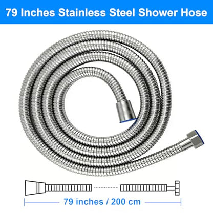 79-Inch Stainless Steel Shower Hose, FSDIYU Extension Replacement Hoses | Extra Long Flexible Anti-Kink Handheld Shower Head Hose with Universal G1/2 Insert for Pet Bathing, RV Cleaning, Bidet Hoses
