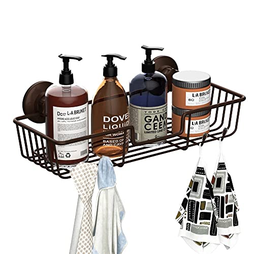 SANNO Suction Cup Shower Caddy Bathroom Caddies Storage Combo Organizer, No Damage Suction Cup,Rustproof Wire Basket for Kitchen & Bathroom, Bronze,pack of 2 - color: bronze-2pack