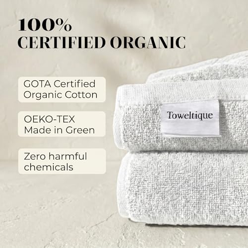 Organic Cotton Wash Cloths, Feather-Touch, 12 Pack – Light Gray | Plush feather-touch quick-drying wash cloths, GOTS & Oeko-TEX, premium soft, absorbent, small hand & face towels & wash rags - color: Light Gray