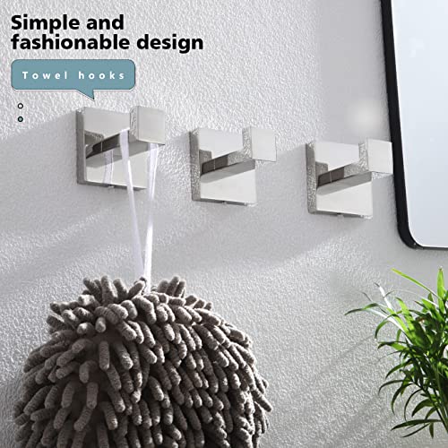 KOKOSIRI Bathoom Towel Hook Wall Mount Square Bath Robe Hook Coat Hook Kitchen Garage Heavy Duty SUS 304 Stainless Steel 3 Pack Polished Chrome B1010CH-P3 - color: Polished Chrome, size: 3 Pack