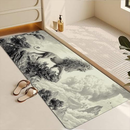 Bathroom Runner Mat Rugs Long,Golden Cool Lion King Beautiful Design Diatomite Stone Bath Mat Large Absorbent Diatomaceous Earth Mat Non Slip Fast Dry Shower Mat Bathroom Rugs Floor Mat 16x42in - color: Design02
