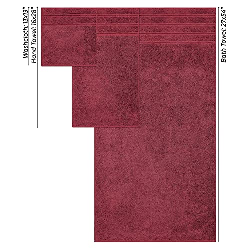 American Soft Linen 100% Carde Cotton 6 Piece Towel Set, 590 GSM Heavy Weight Soft Absorbent Turkish Towels for Bathroom, Burgundy Red - color: Bordeaux