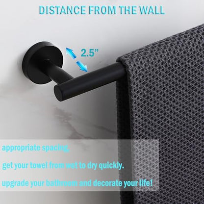 SEIDO 9 Inch Matte Black Towel Bar, 304 Stainless Steel Hand Towel Holder for Bathroom Wall, One-Piece Single Towel Rod Rack with 6.7" Hanging Length, No Assembly Required - color: Matte Black, size: 9 Inch