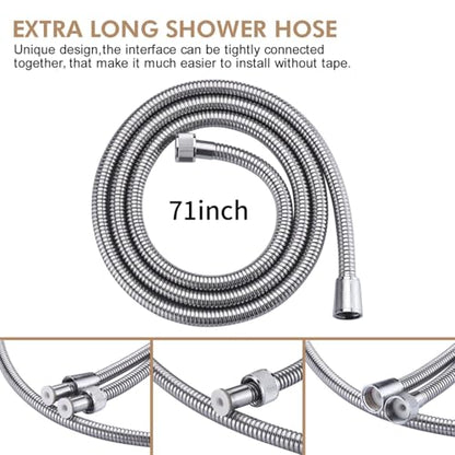 71 inches Shower Hose Extra Long Handheld Shower Head Hose Extension Replacement, Brushed Nickel, Stainless Steel