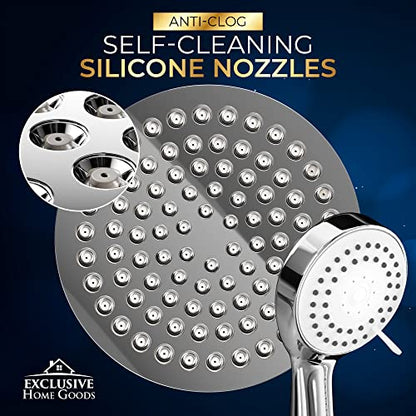 Shower Head With Handheld Combo, 6 Inch High Pressure Rainfall Showerhead With Hand Held 70 Inch Hose for Bath - Adjustable Swivel Shower Head Spray Anti-leak Nozzles - Universal Fit - size: 1.8 GPM