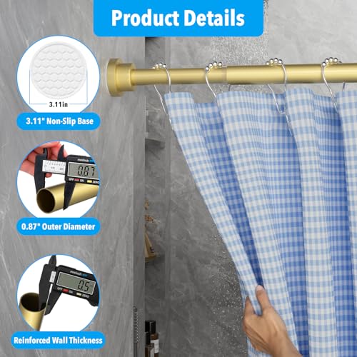 Tension Curtain Rod Gold Tension Rod 28 To 48 Inch Spring Curtain Rods Non Slip Tension Rods 2pcs For Windows No Drilling Adjustable Tension Rods of Curtains Window Closet Kitchen Wardrobe - color: Gold, size: 28-48 inch 2pcs