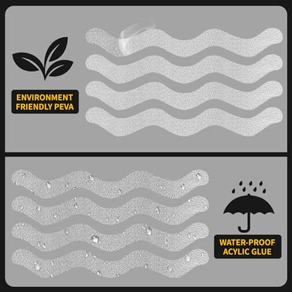 SANKEMU 20-Pack Clear Bathtub Stickers Non-Slip, Wave-Shaped Shower Decals with Scraper, Peel-and-Stick Tub Treads for Kids & Elders, Removable, No-Residue, 7.8"x0.8" Each