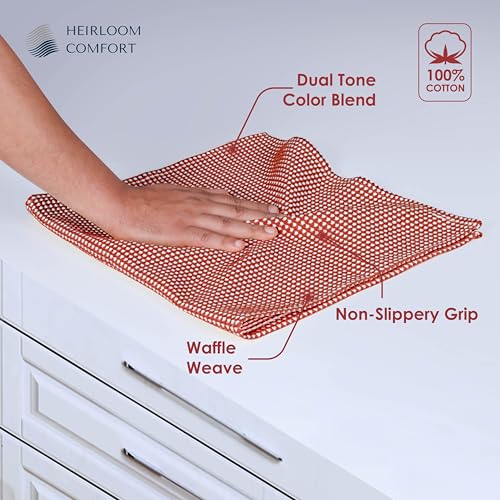 5 Pack Dual Tone Reversible Waffle Weave Kitchen Towels, 16x26 Inch, 100% Cotton, Absorbent, Quick Dry Dishcloth Set, Soft and Durable, Rust - color: Rust, size: 16 x 26 - Pack of 5