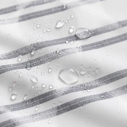 Amazon Basics Geometric Jacquard Fabric Shower Curtain for Bathroom, Lightweight, Waterproof and Washable, 72" W x 72" L, Grey Striped - size: 72"W x 72"L (Pack of 1)
