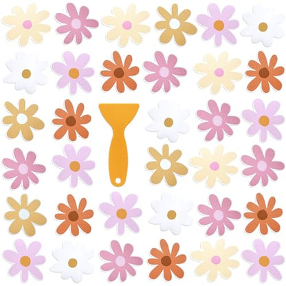 72 Pcs Flower Non Slip Bathtub Sticker,Safety Shower Treads Adhesive Appliques with Scraper Adhesive Star Flower Cute Bathtub Decals Bath Tread for Bathroom and Other Slippery Surfaces(Colorful)