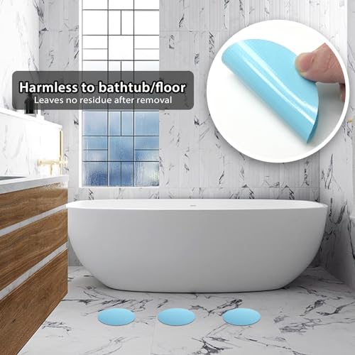 24 PCS Blue Round Shape Bathtub Non Slip Stickers | Adhesive Decals, Anti Slip for Shower, For Floor Bathroom Stairs Ladders, Includes Scraper - color: Blue
