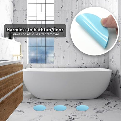 24 PCS Blue Round Shape Bathtub Non Slip Stickers | Adhesive Decals, Anti Slip for Shower, For Floor Bathroom Stairs Ladders, Includes Scraper - color: Blue