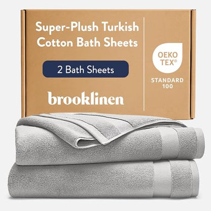 Brooklinen 100% Turkish Cotton Bath Sheets - Set of 2, Smoke Gray | Ultra-plush 770 GSM Turkish cotton bath towels, highly absorbent & quick-drying; soft, durable & machine washable.