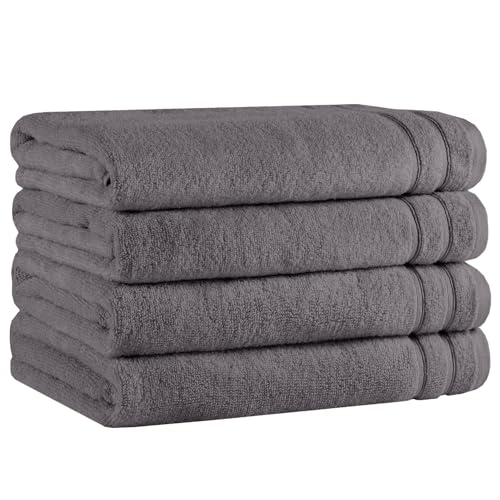 Comfort Spaces 4 Pc Bath Sheet Set 30x60, 100% Cotton 400GSM, Dark Grey | Oversized 30x60 Bath Sheet, Quick Dry Cotton, Dual Layer Extra Absorbent, Great for Shower or Beach - color: Grey, size: 4 Piece Bath Towel Set (30" x 60")
