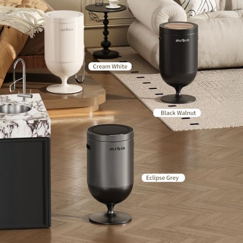 MRBIN Metal Motion Sensor Trash Can with Lid, 5.3 Gallon Wine Glass Shaped Automatic Waste Basket Touchless, Smart Round Tall Garbage with High Leg for Office, Bedroom, Kitchen, Black - color: Black, style: Wine Glass Style