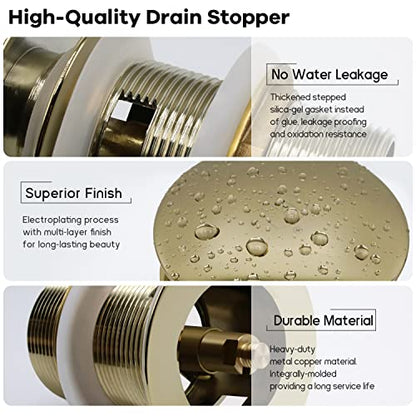 FerdY Pop-up Drain for Freestanding Bathtub, cUPC Certification, Freestanding Bathtub Drain Stopper, Polished Gold - color: Polished Gold