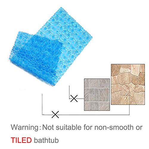 Pebble Bathtub Shower Mat Non Slip 34.2"x15.7", Transparent Blue | Extra Long Bath Mat for Tub Non Slip, Machine Washable, Shower Mats for Inside Shower, Bathroom Mat, with Suction Cups - color: Transparent Blue