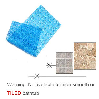 Pebble Bathtub Shower Mat Non Slip 34.2"x15.7", Transparent Blue | Extra Long Bath Mat for Tub Non Slip, Machine Washable, Shower Mats for Inside Shower, Bathroom Mat, with Suction Cups - color: Transparent Blue