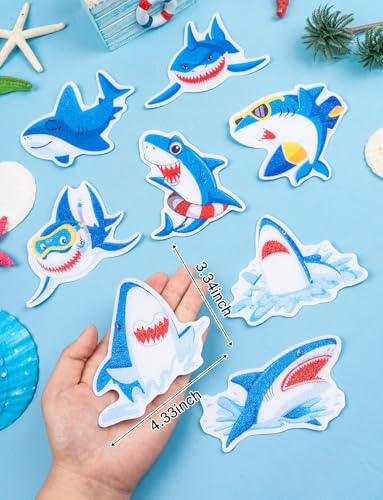 26Pcs Non Slip Bathtub Stickers, Cute Shark Stickers with Scraper | Sea Creature Anti Slip Bath Tub Shower Decal with Adhesive Back for Bathroom, Shower Stairs - color: Shark, size: 26Pcs