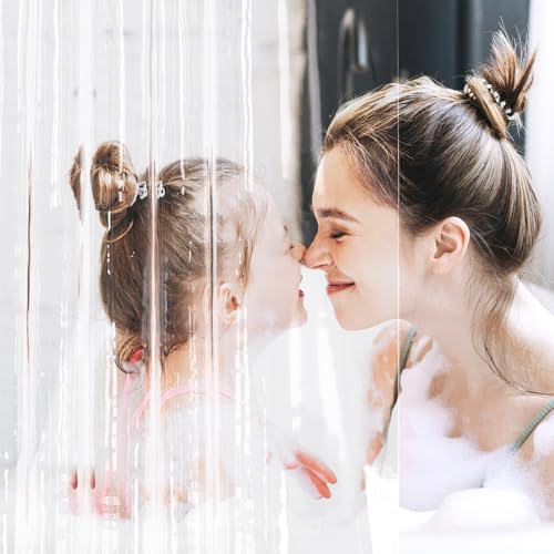 AmazerBath Shower Curtain Liner 2 Pack, 72 x 96 Inches Extra Long PEVA Plastic Shower Liner with 3 Weighted Stones and 12 Rustproof Metal Grommet, Lightweight Waterproof Shower Curtain - Clear - color: Clear, size: 72"W x 96"L (Pack of 2)
