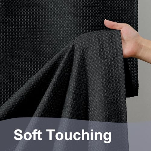 Black Shower Curtain, Waffle Weave Heavy Fabric Shower Curtain for Bathroom, Waterproof Thick Textured 420G/M Soft Elegant Luxury Hotel Spa Bath Curtains, Machine Washable, Black, 72W x 72L - color: Black, size: 72"W x 72"L (Pack of 1)