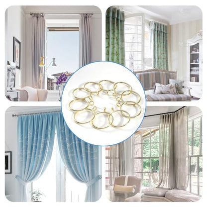 44 Pack Curtain Rings with Eyelets, Metal Drapery Ring for Pinch Pleat Curtains, Drape Ring 1.5 Inch I D, Fits Up to 1.2 in Rod (Gold) - color: Gold