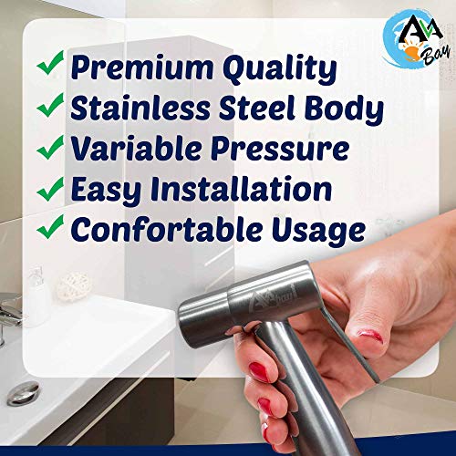 Stainless Steel Sprayer Head-Bidet Spray w/Brushed Chrome Finish - Cloth Diaper Shattaf - Pet Wash - style: Stright