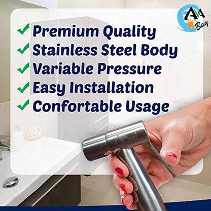 Stainless Steel Sprayer Head-Bidet Spray w/Brushed Chrome Finish - Cloth Diaper Shattaf - Pet Wash - style: Stright