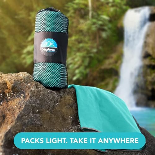 Youphoria Microfiber Travel Towel Fast Drying Lightweight - Quick Dry Towel for Camping, Beach, Backpacking, Hiking & Sport - color: Mint/Gray, style: 20" x 40" (Small)