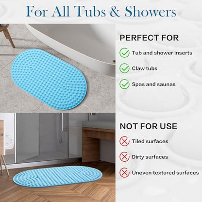 Blue Bath Mat for Tub Non Slip 27x15 - Cushioned Silicone Bubble Pop It Bathtub Mat for Soaking, Anti Skid Shower Mat with Suction Cups, Spa Relaxation, Ocean Color - color: 27x15"-blue