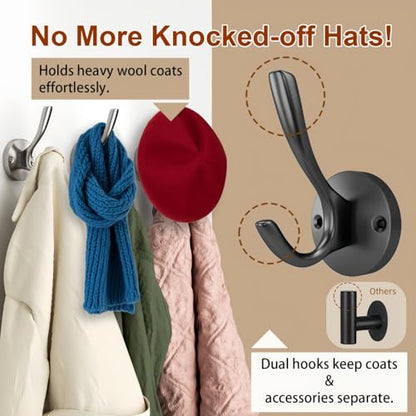 Black Towel Hook Black Towel Hooks for Bathrooms 2 Pack Coat Hook Wall Hook for Hanging and Hat Hooks Towel Hooks for Wall Hooks for Coats Heavy Duty Hook for Hanging Coats Bedroom