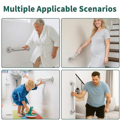 Shower Grab Bars for Seniors, Bathroom Safety Bar 12 Inch | 304 Stainless Steel Balance Handrail, ADA Compliant, Non-Slip Shower Handles for Elderly, Handicap, Children and Disabled - size: 12 Inch