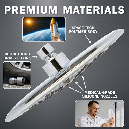 Luxury Rain Shower Head - 2.5 GPM - Polished Chrome | 9 Inch Large, High Flow, Overhead Rainfall Showerhead With Self-Clean Nozzles, Easy Install, Adjustable Brass Ball Joint - color: Polished Chrome, size: 2.5 GPM