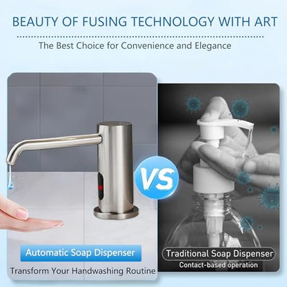 Touchless Automatic Built in Sink Soap Dispenser Infrared Sensors Soap | Electric Sensor Soap Dispenser With Bottle And Pump Commercial Accessory For Kitchen Bathroom And Public Wash Sink Daily Use - size: Drip-Silver - Brushed