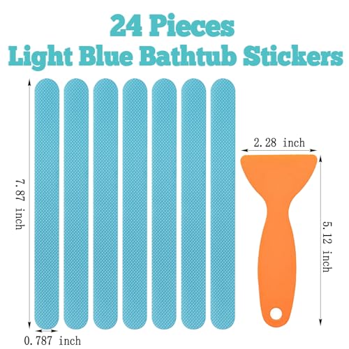 24Pcs Safety Bathtub Strips, Adhesive Non Slip Bathtub Stickers Anti Slip Shower Stickers, Safety Adhesive Strips for DIY, Stair, Floor (Blue) - color: Blue