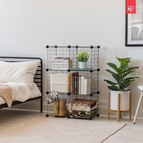 IRIS USA 6-Cube Modular Wire Cube Storage Organizer | Adjustable & Expandable Metal Shelving for Closet, Bathroom & Home Storage, Stackable Wire Grid - style: Cube - 6 Pack