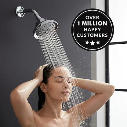 Massage Shower Head With Mist - 1.8 GPM - Polished Chrome | High Pressure Boosting, 6 Function Adjustable Massaging Rainfall Showerhead For Low Flow Baths With Water Saving Nozzles - color: Polished Chrome, size: 1.8 GPM