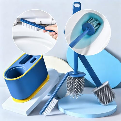 Toilet Brush Set, Bathroom Accessories, Toilet Bowl Cleaners, Deep Cleansing Multifunctional Hanging Toilet Brush Set for Bathroom(Bule) - color: Blue