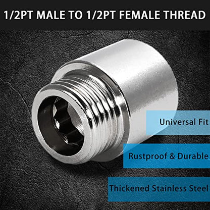 Shower Head Extension Arm, 20mm/0.78 Inch, 2pcs | 1/2PT Male to 1/2PT Female Thread, Stainless Steel, Cast Pipe Fitting Coupler - size: 20 mm