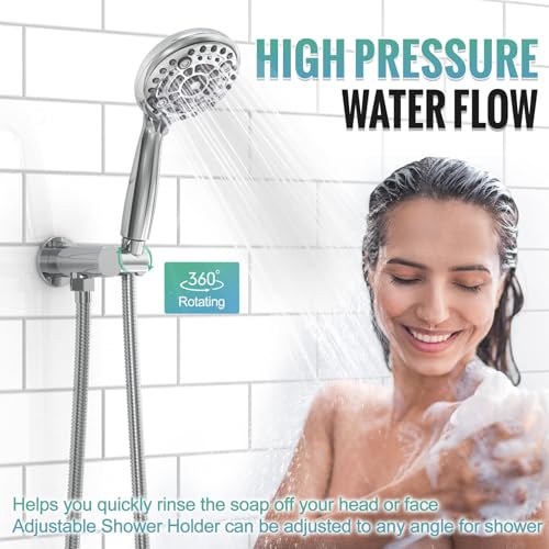 SR SUN RISE Shower Faucet - 12 Inch Multifunctional High Pressure Shower Head System with Handheld Shower Head Fixtures - Valve Included - Polished Chrome - color: Polished Chrome, size: 12 Inch