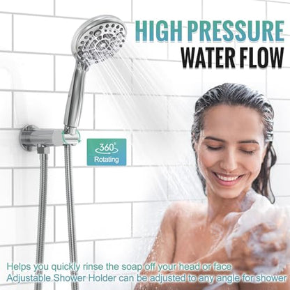 SR SUN RISE Shower Faucet - 12 Inch Multifunctional High Pressure Shower Head System with Handheld Shower Head Fixtures - Valve Included - Polished Chrome - color: Polished Chrome, size: 12 Inch