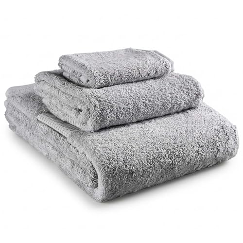 Delilah Home Turkish Cotton Bath Towels - Soft and Absorbent, 100% Organic, 700 GSM Thick Weave, Gentle for Sensitive Skin - 3-Piece (1 Large Bath Sheet, 1 Hand, 1 washcloth) Towel Set - Grey - color: Grey, size: 3 Piece Set