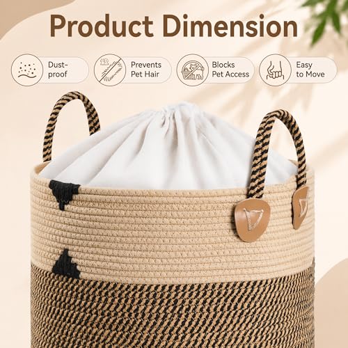 Laundry Basket for Laundry Room Organization | Laundry Hamper, Blanket Basket for Living Room Boho Decor Basket