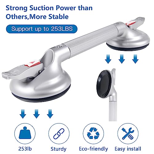 17inch Upgrade Suction Shower Grab Bar, Portable Shower Handle Bar Suction Grip Bar Bathtub Handle with Strong Hold Suction Cup Fitting and Rapid Release for Bathroom(Max Capacity :300lb